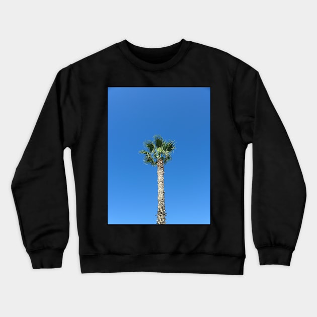 Single Palm Tree with Blue Sky Crewneck Sweatshirt by Sandraartist